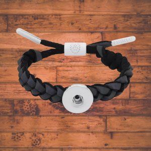 Black Rope Snap Button Bracelet fits 18/20 snaps